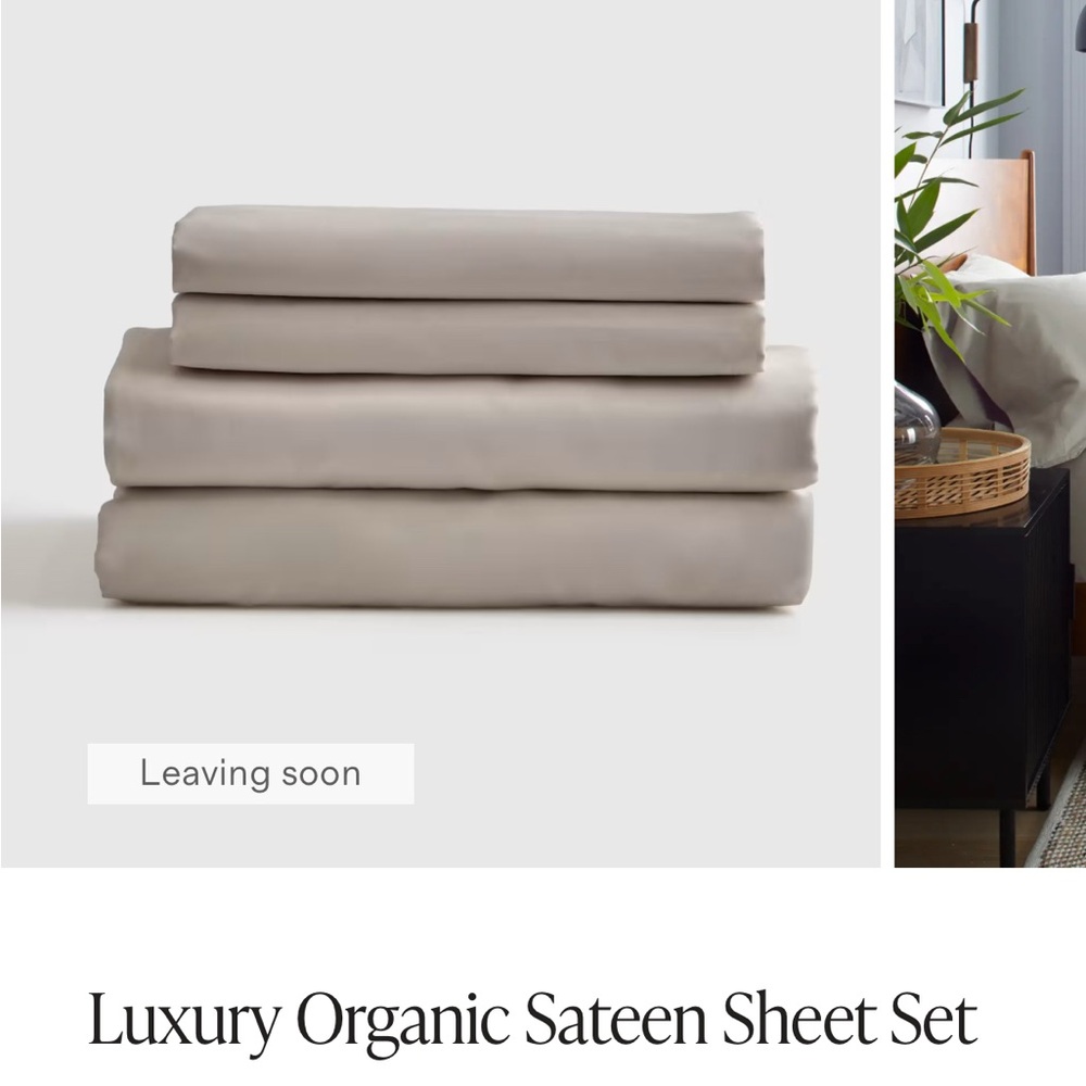 Quince Luxury Organic Sateen Sheet Set - Light Gray